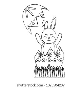 easter bunny with egg icon image 