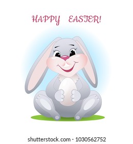 Easter Bunny with egg on white background. Vector illustration. Greeting card,banner, poster.