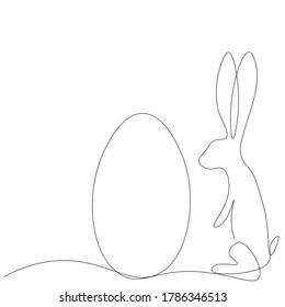 Conejo de Pascua y huevo en el dibujo de fondo blanco. Ilustración del vector