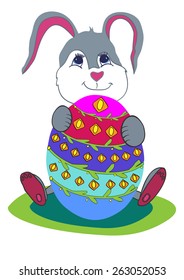 Easter bunny and egg on a white background