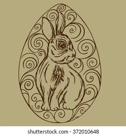 Easter bunny in the egg openwork retro styles
