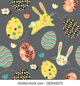 Easter Bunny Egg Repeat Vector Pattern