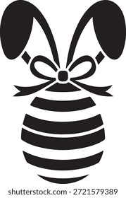 Osterhase Ei mit Band Bogen Silhouette Icon Design.
