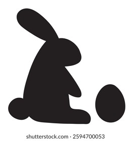 Easter bunny with egg. Silhouette. Graphic vector design. Illustration on white background.