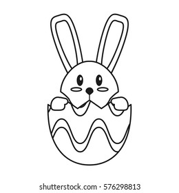 easter bunny in egg surprise thin line