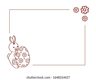 
Easter bunny and easter egg. There is a place for text. Spring religious holiday. Outline drawing. Decor element. Vector illustration.