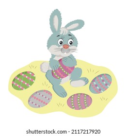 Easter bunny with an egg. Vector illustration.