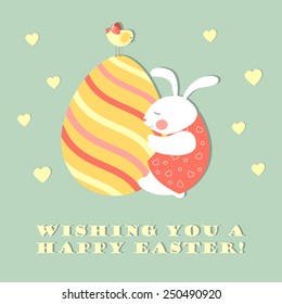 Easter bunny and easter egg. Vector illustration