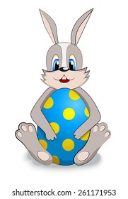 easter bunny with easter egg - vector illustration
