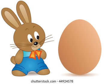 Easter bunny and egg - vector illustration