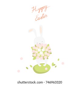 Easter bunny and easter egg. Vector illustration