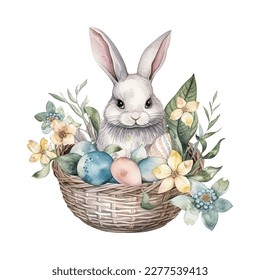 easter bunny, easter egg watercolor vector illustrations for tshirt, sticker, mug, printing, sublimation