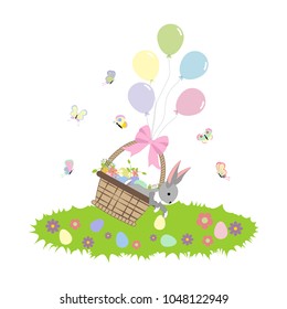 Easter bunny and eggs