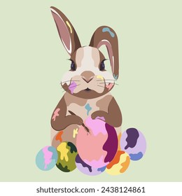 conejito de pascua con huevos de pascua