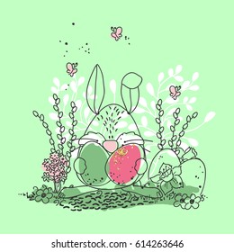 easter bunny with eggs