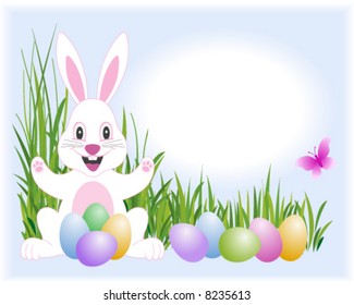 Easter bunny and easter eggs