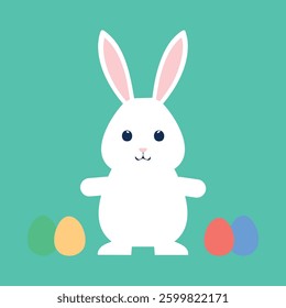 Easter bunny with eggs around