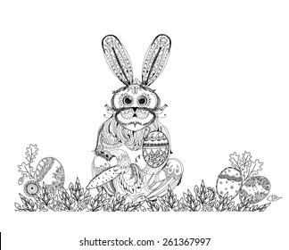 Easter bunny and eggs background, Sketch 