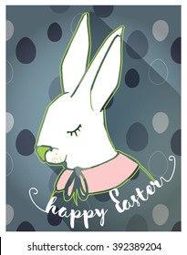 Easter bunny. Easter eggs. celebration. white  Bunny. holiday card