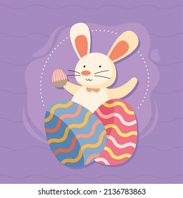 easter bunny and eggs character