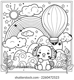 Osterhase und Eier-Farbbuchdesign, Vektorgrafik
