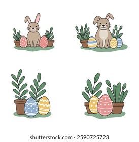 Easter Bunny and Eggs Coloring Page - Fun Spring Activity for Kids