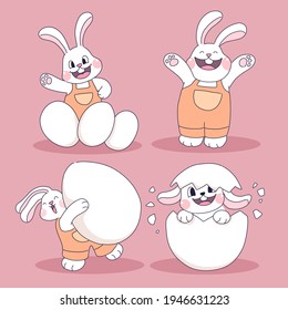 Easter bunny and eggs design of vector. Cartoon illustration style.