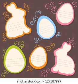 Easter bunny and eggs discount sale stickers on seamless chocolate pattern