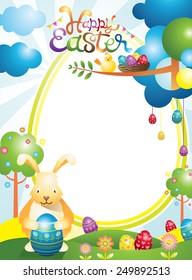 Easter with Bunny and Eggs Frame