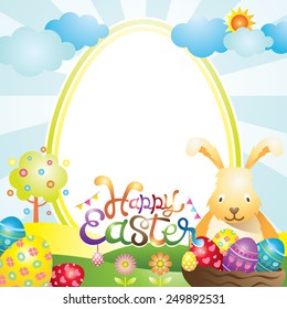 Easter with Bunny and Eggs Frame