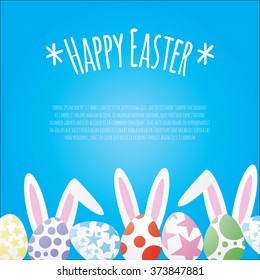 Easter bunny and easter eggs. Happy Easter card