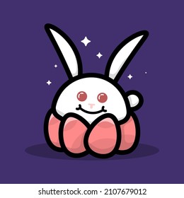 easter bunny and easter eggs. Happy Easter. funny, cute and adorable bunny. flat style. design vector illustration. element, ui, character