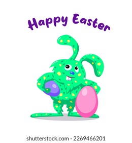 Easter Bunny with eggs. Happy easter. Unusual rabbit.