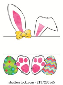 Easter bunny eggs happy Vector illustration. Easter background