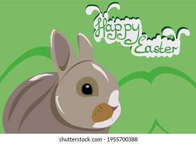 easter bunny with eggs on a green background poster