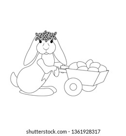 Easter bunny with eggs outline