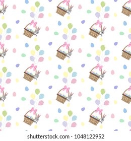 Easter bunny and eggs seamless pattern