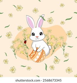 easter bunny with easter eggs seamless pattern vector illustration for wallpaper, textiles, bedding, background, and designg packaging