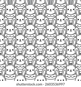 Easter bunny eggs. Seamless vector pattern for fabric design, wrapping paper, wallpapers.  Hand drawn.