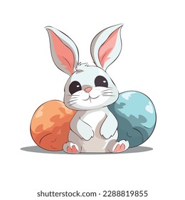 Easter Bunny With Eggs Vector Art