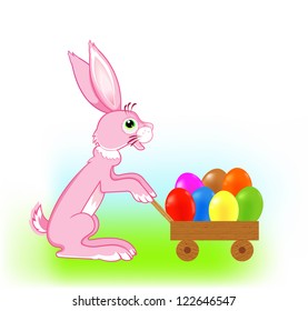 Easter bunny with eggs: vector illustration