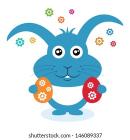 Easter bunny with eggs. Vector illustration.