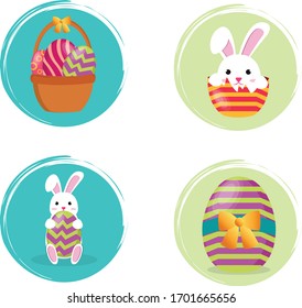 Easter bunny and eggs vector illustration