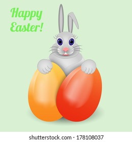 Easter bunny with eggs. Vector illustration.