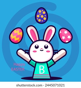 easter bunny with eggs vector illustration