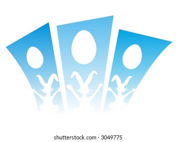Osterhasen und Eier. Vektorgrafik.