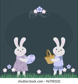 Easter bunny with Easter eggs, vector illustration