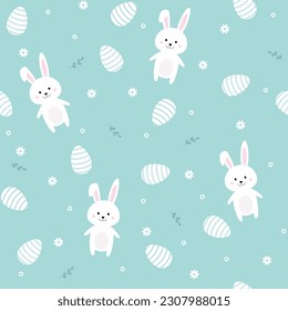 Easter Bunny and eggs vector pattern. Spring Easter morning.