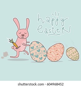 Easter Bunny with eggs, vector rabbit, esp, illustration, Holidays, celebrations