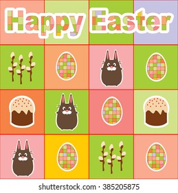 Easter Bunny, Easter eggs and willow twigs